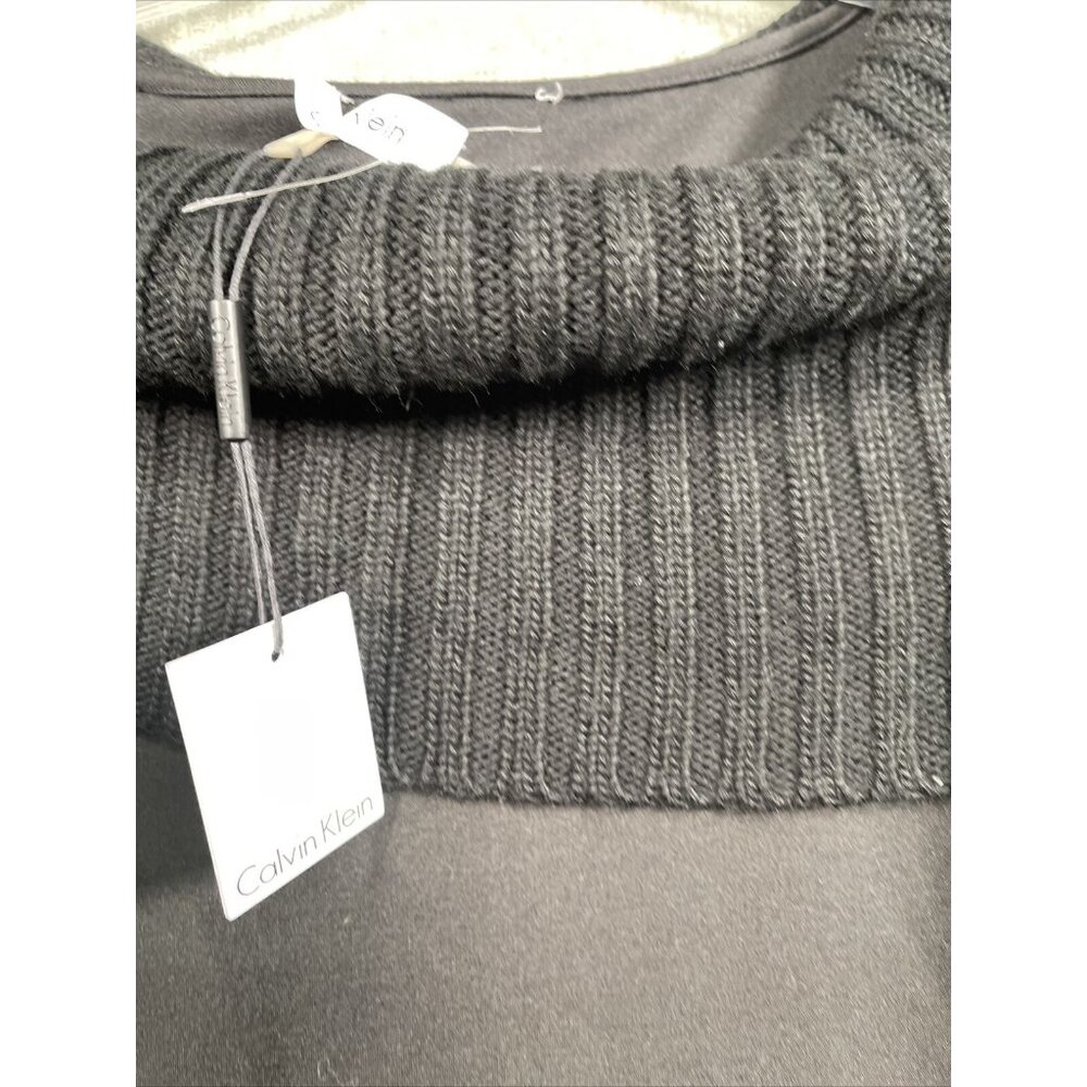 Calvin Klein Women's Sheath Style Dress Size L Black Sleeveless Sweater Collar - Picture 6 of 13
